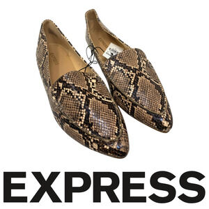 New Express Women's Sz 9 Snake Reptile Print Pointed Toe Flats Shoes NWT
